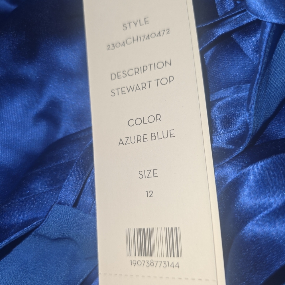 Cross-Neck Satin Cami Tank in Cobalt Blue - Picture 4 of 4